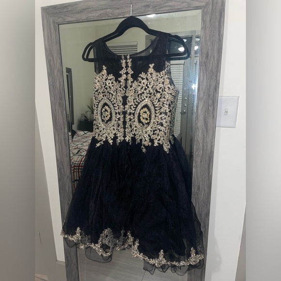 Cinderella Divine black and gold sequin high neck mini dress - Picture 4 of 5